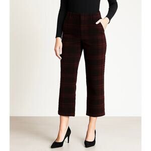 AG Adriano Goldschmied The Elvie Corduroy Red Plaid High Rise Crop Trouser 27